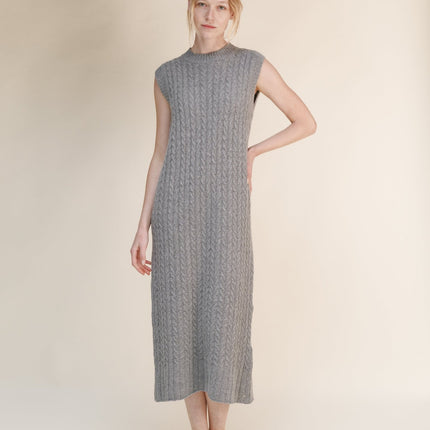 Cashmere Mix Sleeveless Cable Knit Dress