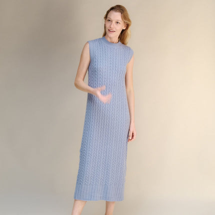 Cashmere Mix Sleeveless Cable Knit Dress