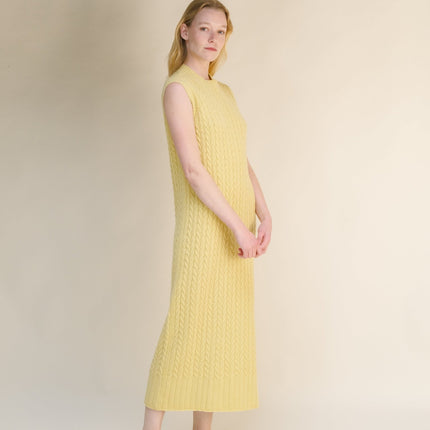 Cashmere Mix Sleeveless Cable Knit Dress