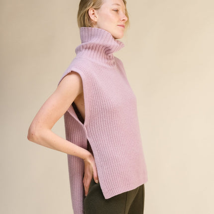 Cashmere Mix Sleeveless Turtle Neck Tunic