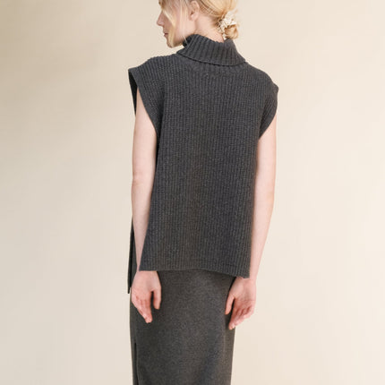 Cashmere Mix Sleeveless Turtle Neck Tunic