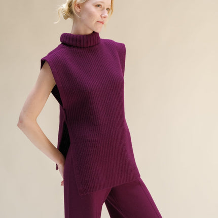 Cashmere Mix Sleeveless Turtle Neck Tunic