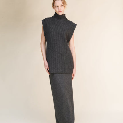 Cashmere Mix Sleeveless Turtle Neck Tunic