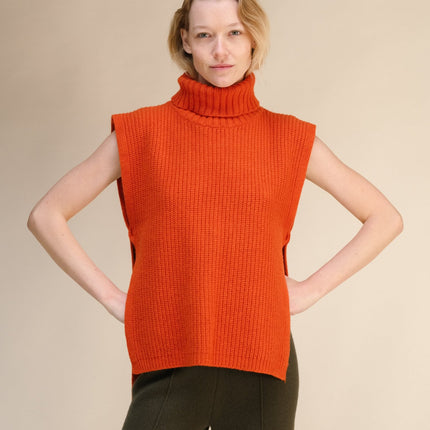 Cashmere Mix Sleeveless Turtle Neck Tunic
