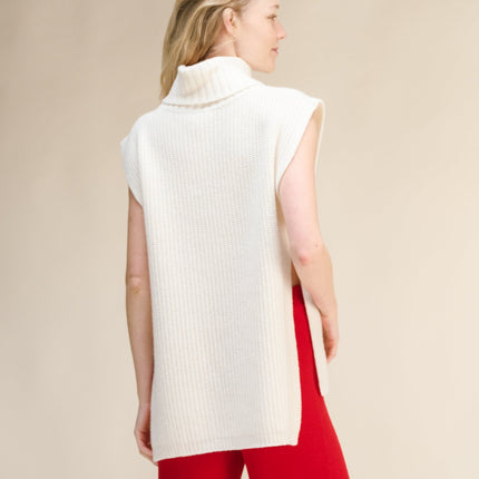 Cashmere Mix Sleeveless Turtle Neck Tunic