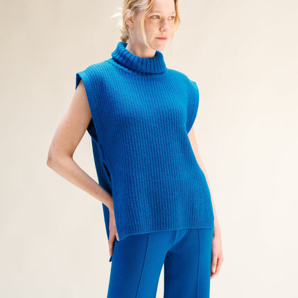 Cashmere Mix Sleeveless Turtle Neck Tunic