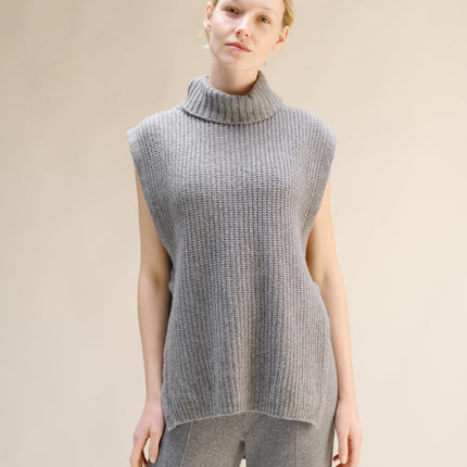 Cashmere Mix Sleeveless Turtle Neck Tunic