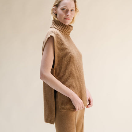 Cashmere Mix Sleeveless Turtle Neck Tunic