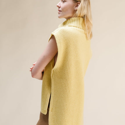 Cashmere Mix Sleeveless Turtle Neck Tunic