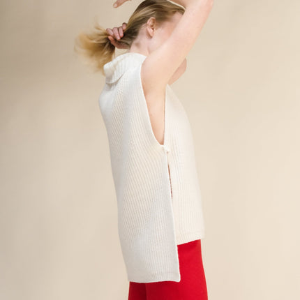 Cashmere Mix Sleeveless Turtle Neck Tunic