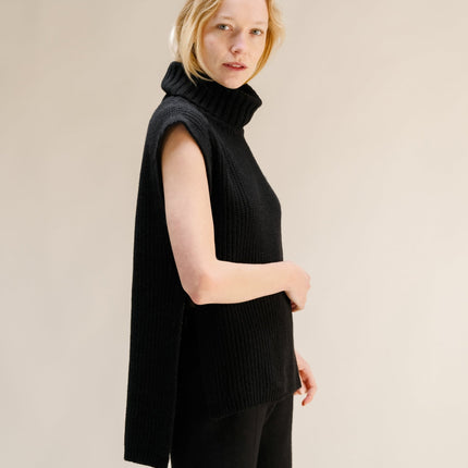 Cashmere Mix Sleeveless Turtle Neck Tunic