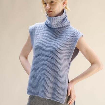 Cashmere Mix Sleeveless Turtle Neck Tunic