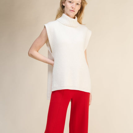 Cashmere Mix Sleeveless Turtle Neck Tunic