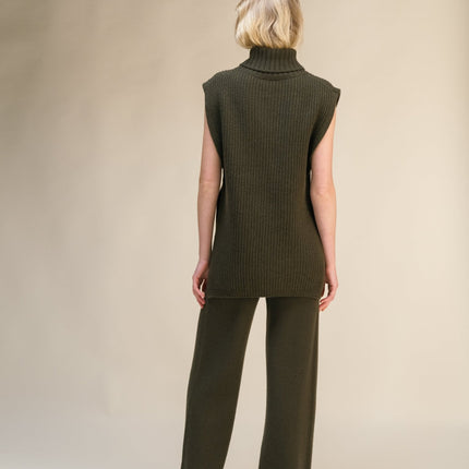 Cashmere Mix Sleeveless Turtle Neck Tunic