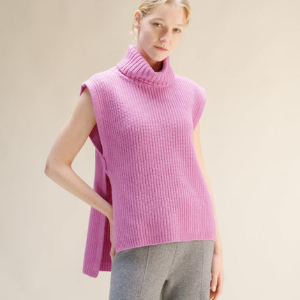 Cashmere Mix Sleeveless Turtle Neck Tunic