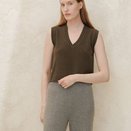 Cashmere Mix Sleeveless V - neck Top