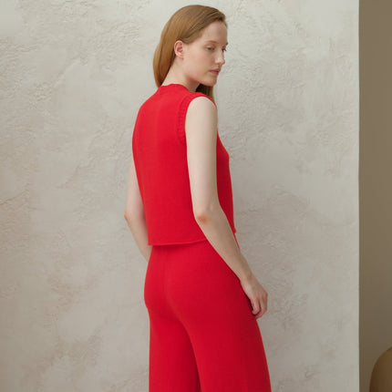 Cashmere Mix Sleeveless V - neck Top