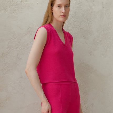 Cashmere Mix Sleeveless V - neck Top