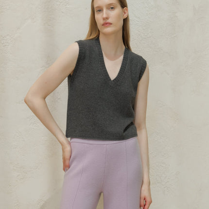Cashmere Mix Sleeveless V - neck Top