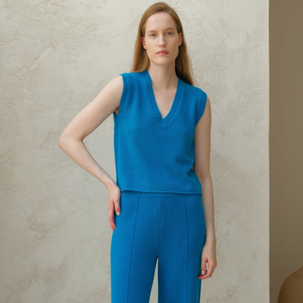 Cashmere Mix Sleeveless V - neck Top