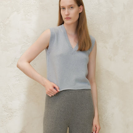 Cashmere Mix Sleeveless V - neck Top