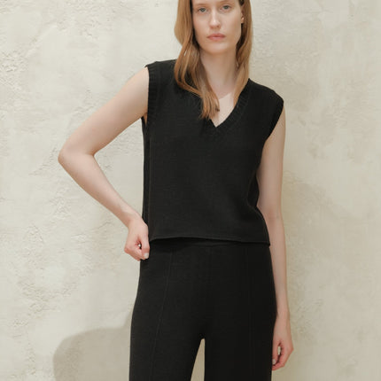 Cashmere Mix Sleeveless V - neck Top