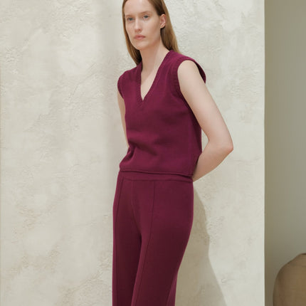 Cashmere Mix Sleeveless V - neck Top