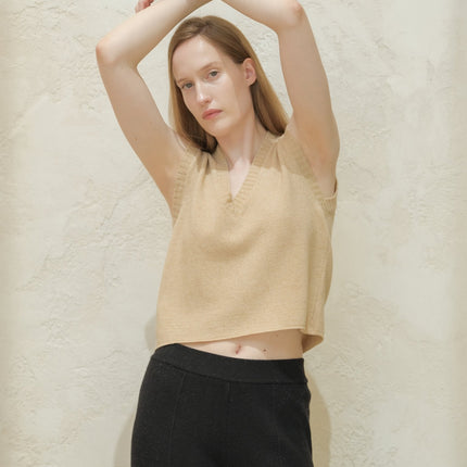 Cashmere Mix Sleeveless V - neck Top