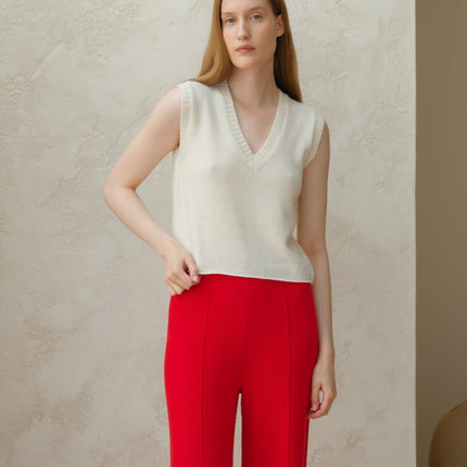 Cashmere Mix Sleeveless V - neck Top