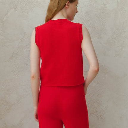 Cashmere Mix Sleeveless V - neck Top