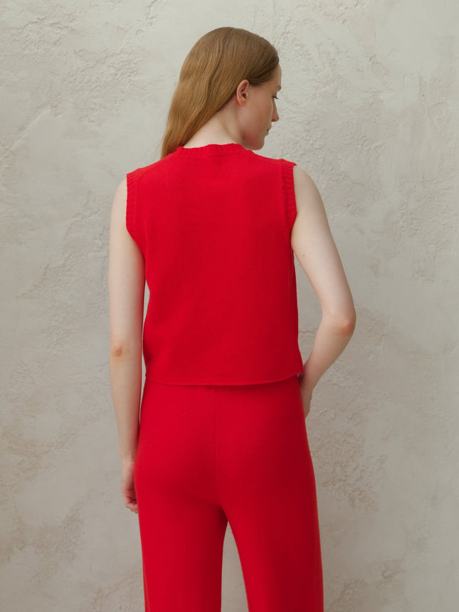 Cashmere Mix Sleeveless V - neck Top