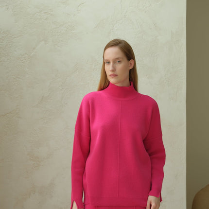 Cashmere Mix Solid Maxi Turtleneck Sweater