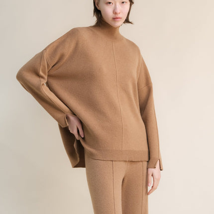 Cashmere Mix Solid Maxi Turtleneck Sweater