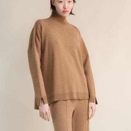 Cashmere Mix Solid Maxi Turtleneck Sweater