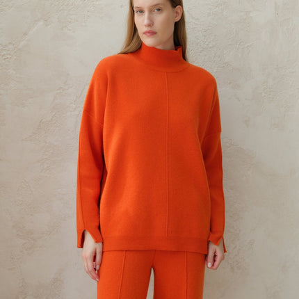 Cashmere Mix Solid Maxi Turtleneck Sweater