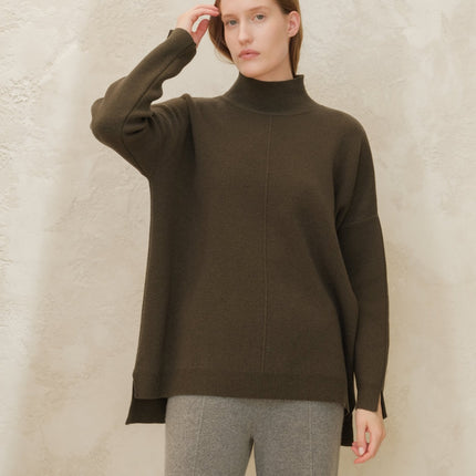 Cashmere Mix Solid Maxi Turtleneck Sweater