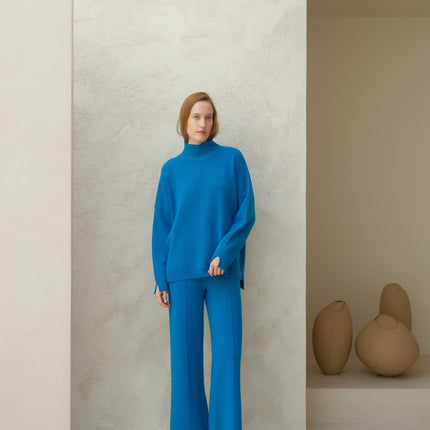 Cashmere Mix Solid Maxi Turtleneck Sweater