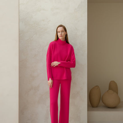 Cashmere Mix Solid Maxi Turtleneck Sweater