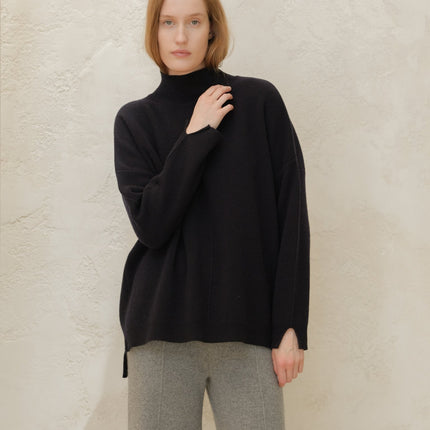 Cashmere Mix Solid Maxi Turtleneck Sweater