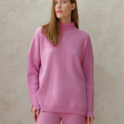 Cashmere Mix Solid Maxi Turtleneck Sweater