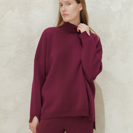 Cashmere Mix Solid Maxi Turtleneck Sweater