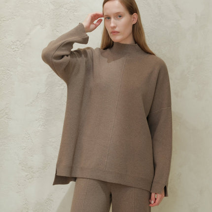 Cashmere Mix Solid Maxi Turtleneck Sweater