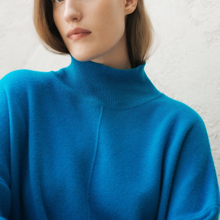 Cashmere Mix Solid Maxi Turtleneck Sweater