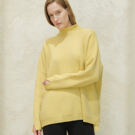 Cashmere Mix Solid Maxi Turtleneck Sweater