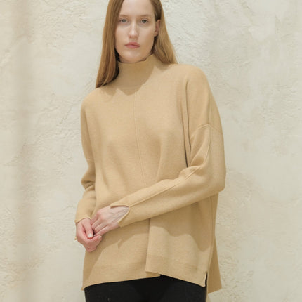 Cashmere Mix Solid Maxi Turtleneck Sweater