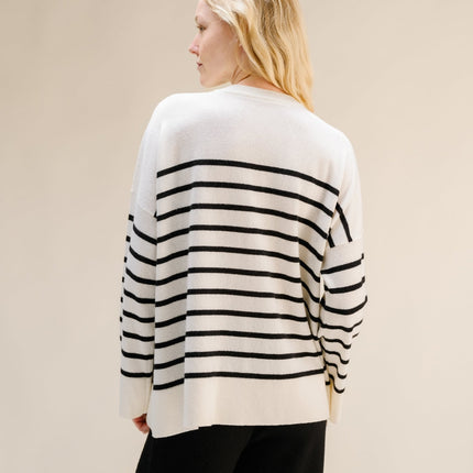 Cashmere Mix Striped Crewneck Sweater