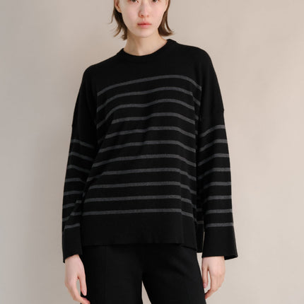Cashmere Mix Striped Crewneck Sweater
