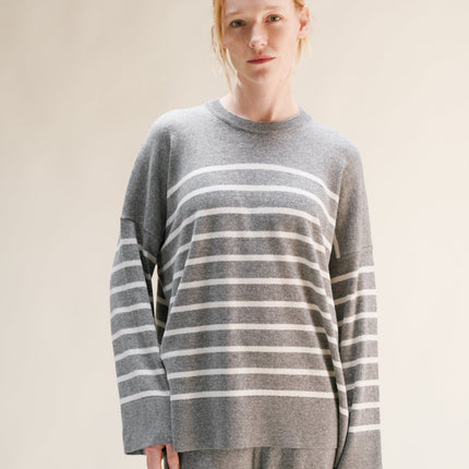 Cashmere Mix Striped Crewneck Sweater