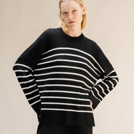 Cashmere Mix Striped Crewneck Sweater
