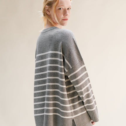 Cashmere Mix Striped Crewneck Sweater